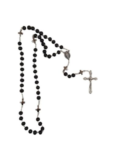 Rosario madera pater cruces metal milagrosa