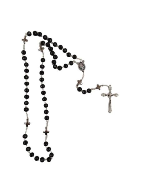 Rosario madera pater cruces metal milagrosa