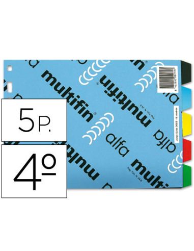 Separador Multifin 3003 Plastico Cuarto Apaisado 5 Pestañas 215X155 Mm