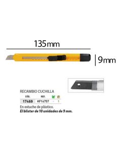 Cuter Q-Connect Plastico Estrecho Cuchilla 9 Mm Xd-04 Con Clip Blister 1 Unidad 2