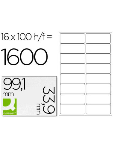 Etiqueta Adhesiva Q-Connect Kf01584 Tamaño 99,1X33,9 Mm Fotocopiadora Laser Ink-Jet Caja Con 100 Hojas Din A4
