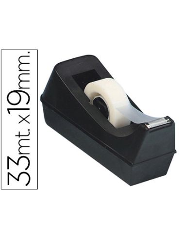 Portarrollo Sobremesa Q-Connect Plastico Para Cinta De 33 Mt Color Negro
