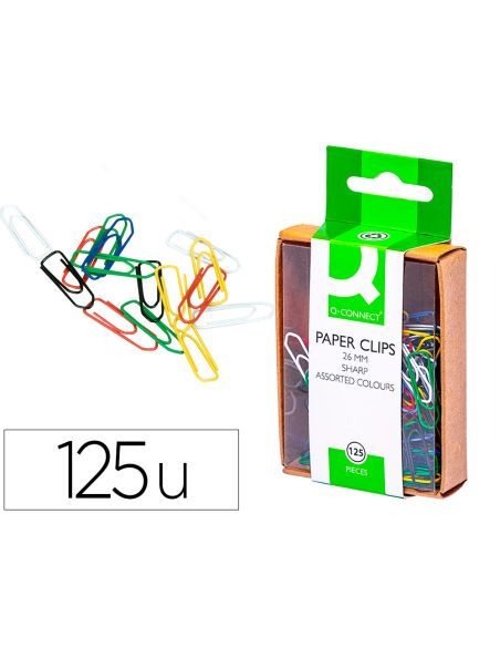 Clips Colores Q-Connect 26 Mm Caja De 125 Unidades Colores Surtidos