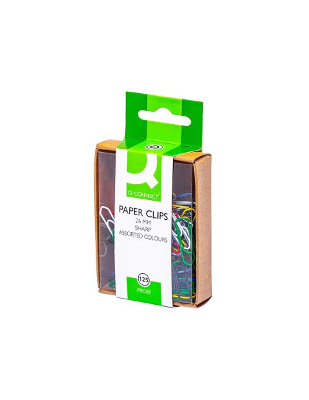 Clips Colores Q-Connect 26 Mm Caja De 125 Unidades Colores Surtidos