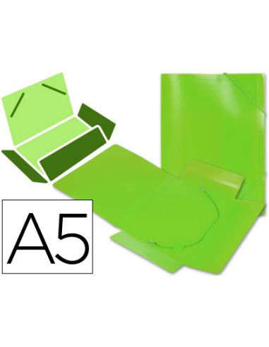 Carpeta Liderpapel Gomas Tres Solapas Polipropileno Din A5 Color Verde