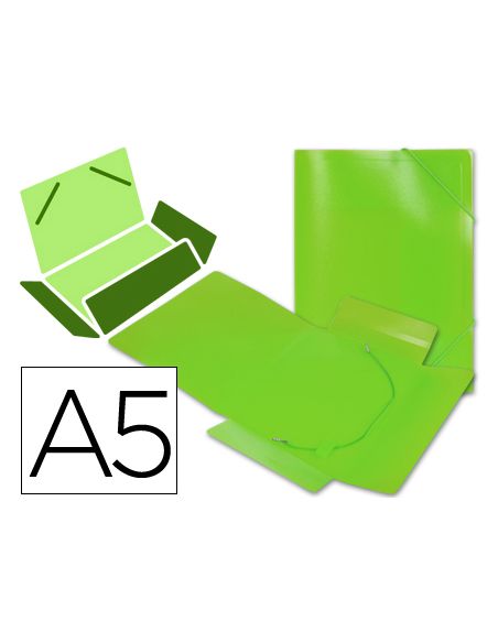 Carpeta Liderpapel Gomas Tres Solapas Polipropileno Din A5 Color Verde