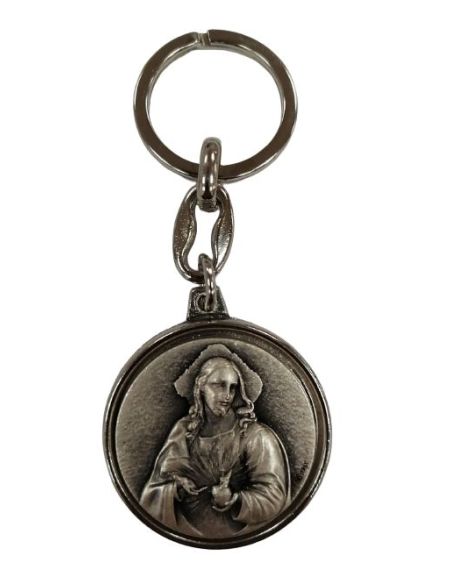 Llavero Metal Medalla Sagrado Corazon Jesus 35Mm