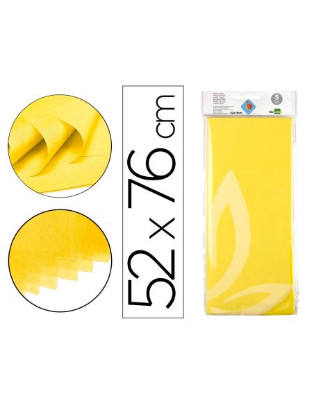 Papel Seda Liderpapel 52X76Cm 18G/M2 Bolsa De 5 Hojas Amarillo