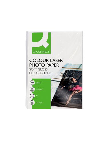 Papel Q-Connect Foto Glossy Din A4 Para Fotocopiadoras E Impresoras Laser Paquete De 100 Hojas De 218 Gr