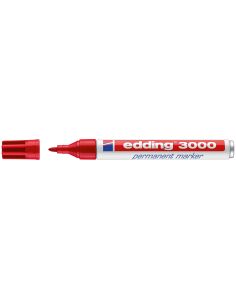 Rotulador Edding Marcador Permanente 3000 Rojo Punta Redonda 1,5-3 Mm Recargable 2