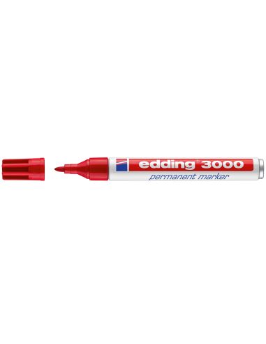 Rotulador Edding Marcador Permanente 3000 Rojo Punta Redonda 1,5-3 Mm Recargable