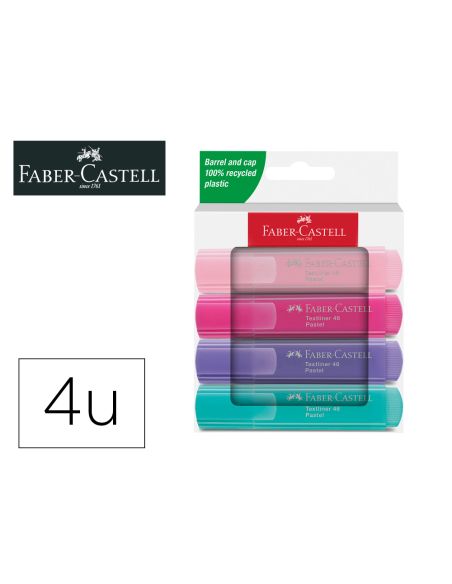 Rotulador Faber Castell Fluorescente Textliner 46 Pastel Estuche 4 Unidades Colores Surtidos