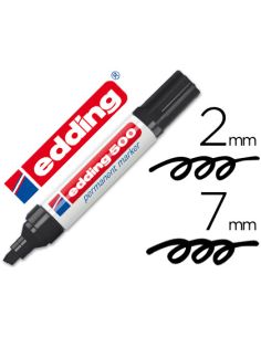 Rotulador Negro Edding Marcador Permanente 500 Punta Biselada 7 Mm Recargable
