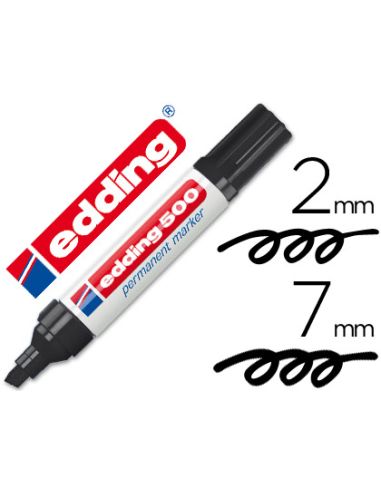 Rotulador Negro Edding Marcador Permanente 500 Punta Biselada 7 Mm Recargable