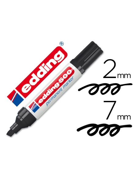 Rotulador Negro Edding Marcador Permanente 500 Punta Biselada 7 Mm Recargable