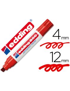 Rotulador Edding Marcador Permanente 800 Rojo Punta Biselada 12 Mm Recargable