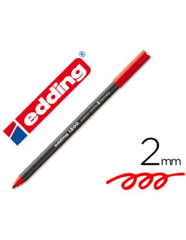 Rotulador Rojo  Edding Punta Fibra 1300 Punta Redonda 2 Mm
