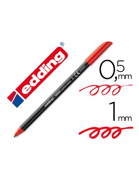 Rotulador Rojo Edding Punta Fibra 1200 Rojo N.2 Punta Redonda 0.5 Mm