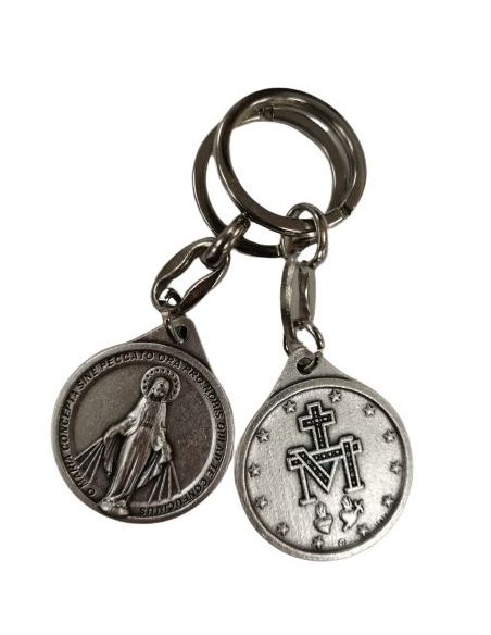 Llavero Metal Redondo Doble Cara Milagrosa 32Mm