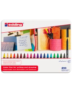Rotulador Edding Punta Fibra 1200 Caja Metalica 20 Unidades Colores Surtidos Punta Redonda 0,5 Mm 2