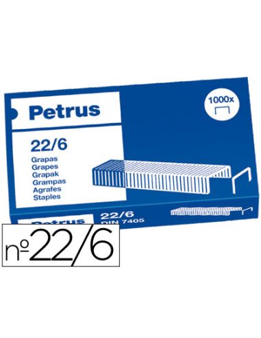 Grapas Petrus Nº 22/6 Cobreadas Caja De 1000 Unidades