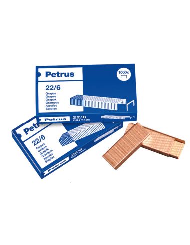 Grapas Petrus Nº 22/6 Cobreadas Caja De 1000 Unidades