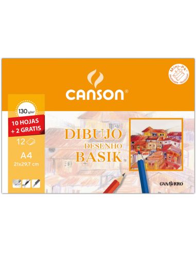 Papel Dibujo Basik 240X320 Din A4 + 130 Gr Con Recuadro Minipack De 10 Hojas