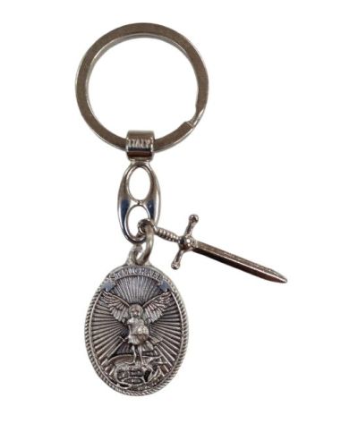 Llavero Metal Oval San Miguel Con Espada