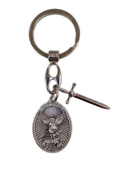 Llavero Metal Oval San Miguel Con Espada