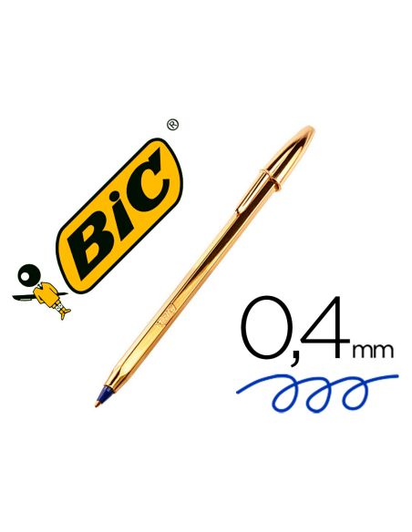 Boligrafo Azul  Bic Cristal Celebration Oro Tinta Unidad