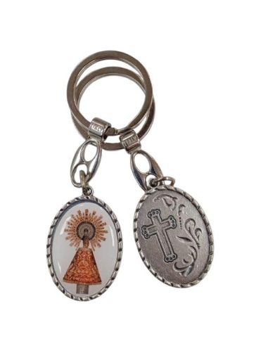 Llavero Oval Metal Plateado Virgen Del Pilar