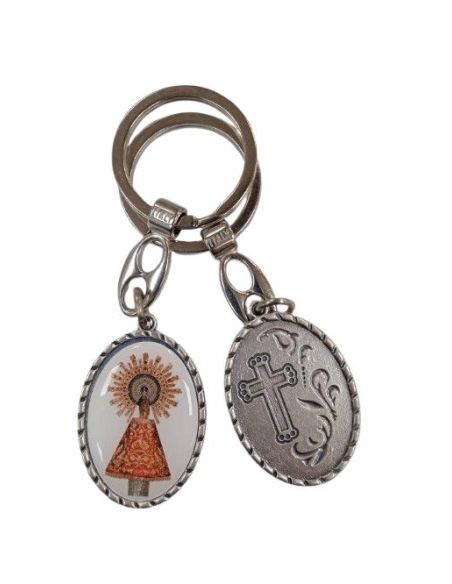 Llavero Oval Metal Plateado Virgen Del Pilar