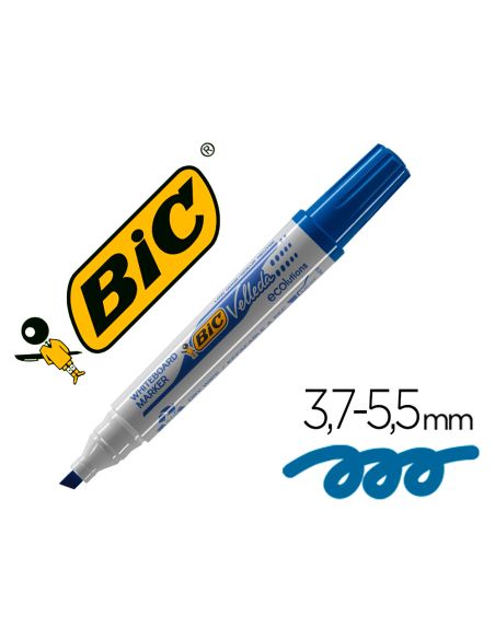 Rotulador Bic Velleda Para Pizarra Azul Punta Biselada 5,9 Mm