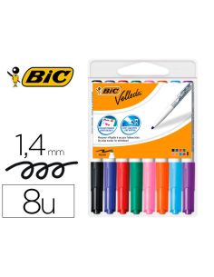 Rotulador Bic Velleda Para Pizarra Punta Redonda 1,9 Mm Bolsa De 8 Unidades Colores Surtidos