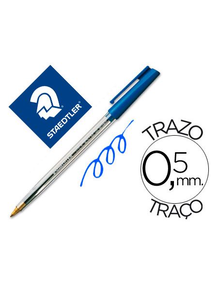 Boligrafo Azul Staedtler Stick Con Capuchon