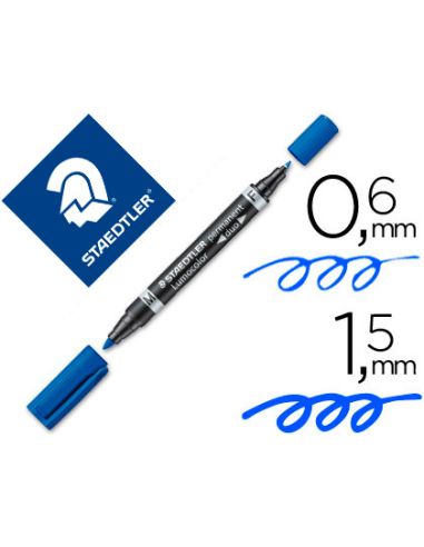 Rotulador Staedtler Lumocolor Permanente Duo 348 Azul Punta F 0,6 Mm Punta M 1,5 Mm