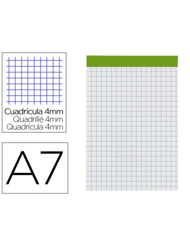 Bloc Notas Liderpapel Cuadro 4 Mm A7 80 Hojas 60 G/M2 Perforado Sin Tapa