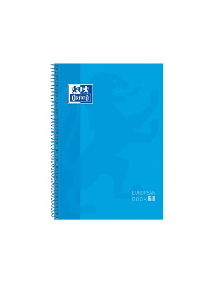 Bloc Espiral Oxford European Book Tapa Extradura Din A4 80 Hojas Cuadricula 5 Mm Color Turquesa