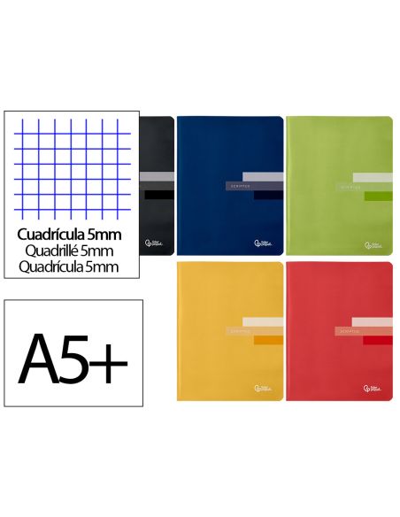 Libreta Liderpapel Scriptus A5 Plus 48 Hojas 90Gr Cuadro 5Mm Con Margen Colores Surtidos