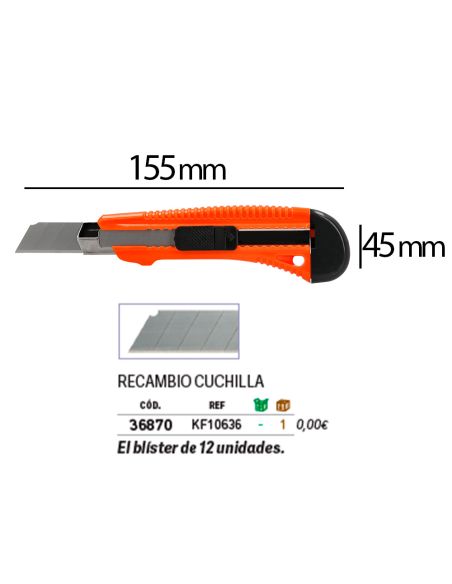 Cuter Q-Connect Plastico Ancho Retractil Cuchilla 18 Mm Xd-38 Blister 1 Unidad