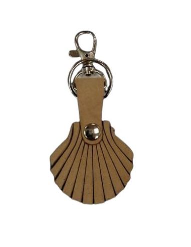 Llavero C/Mosqueton  Piel Concha Marron