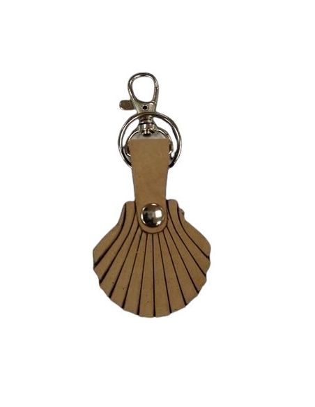 Llavero C/Mosqueton  Piel Concha Marron