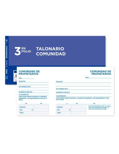 Talonario Liderpapel Comunidad Tres En Folio 106 Con Iva