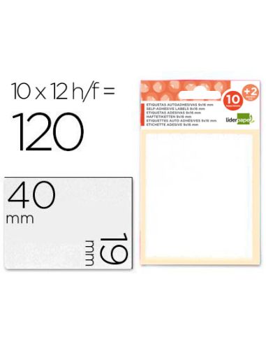 Etiquetas Liderpapel Sobre De 10 H. + 2 H. Obsequio 19X40 Mm -10 Unidades Por Hoja