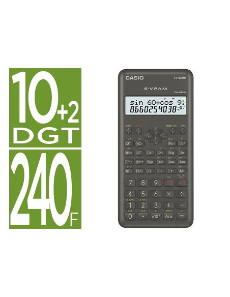 Calculadora Casio Fx-82Msii Cientifica 240 Funciones Pantalla De Dos Lineas