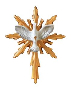 Cruz Resina Dorada Espiritu Santo Paloma 23,5X18,5Cm