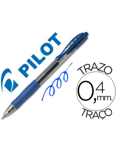 Boligrafo Pilot G-2 Azul Tinta Gel Retractil Sujecion De Caucho