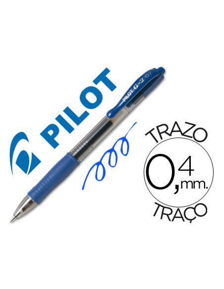 Boligrafo Pilot G-2 Azul Tinta Gel Retractil Sujecion De Caucho