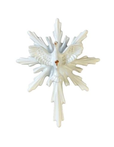Cruz Resina Espiritu Santo Paloma 11X8,5Cm