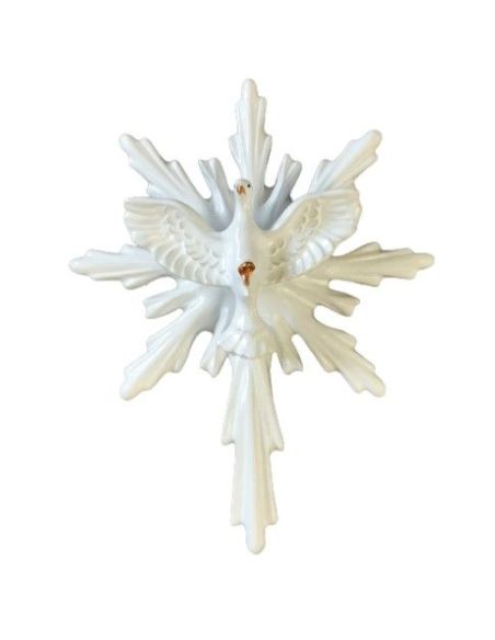 Cruz Resina Espiritu Santo Paloma 11X8,5Cm